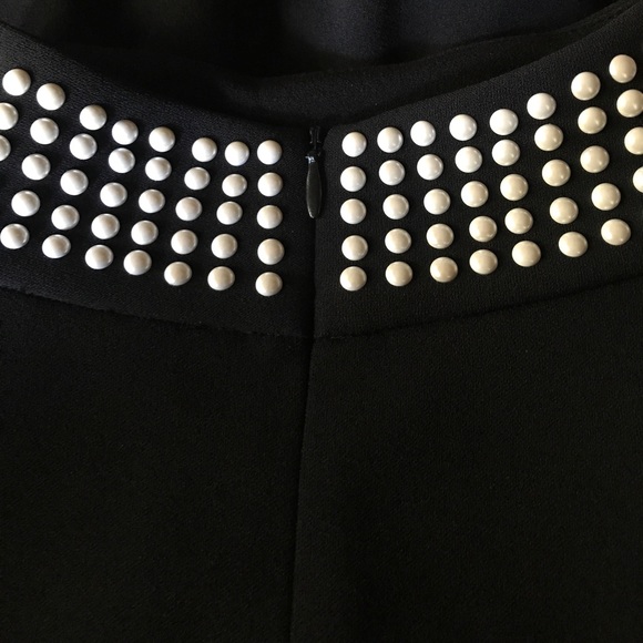 KARL LAGERFELD PARIS Pearl Trimmed Mockneck Dress - Picture 4 of 7