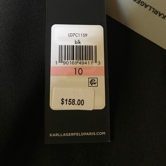 KARL LAGERFELD PARIS Pearl Trimmed Mockneck Dress - Picture 5 of 7