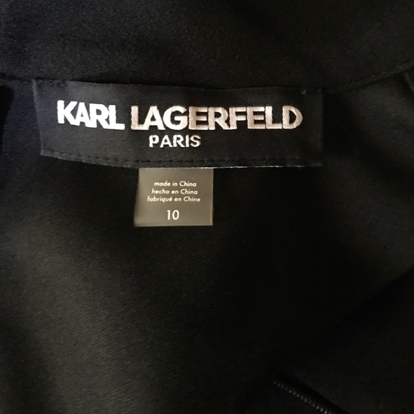 KARL LAGERFELD PARIS Pearl Trimmed Mockneck Dress - Picture 6 of 7