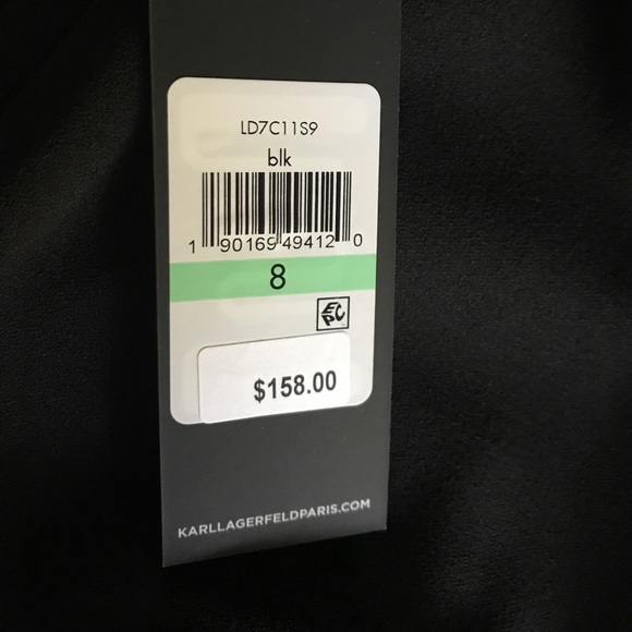 KARL LAGERFELD PARIS Pearl Trimmed Mockneck Dress - Picture 7 of 7