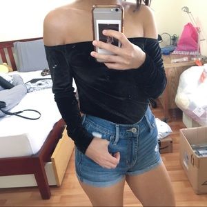 Silence + Noise long sleeve velvet top