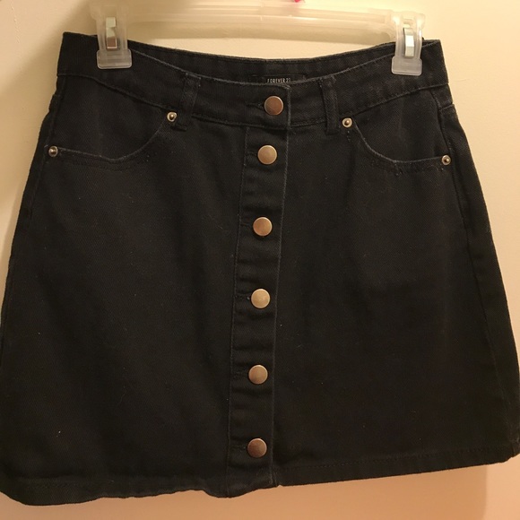 black jean skirt forever 21