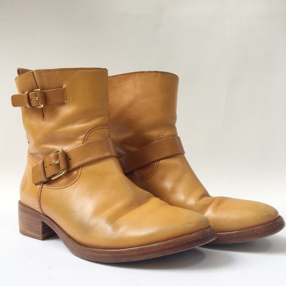 Tory Burch Shoes - Tory Burch Bennie Gold Moto Boots Booties 7.5 WB15