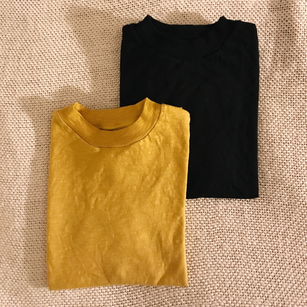 BUNDLE! Black and yellow Uniqlo high neck shirts