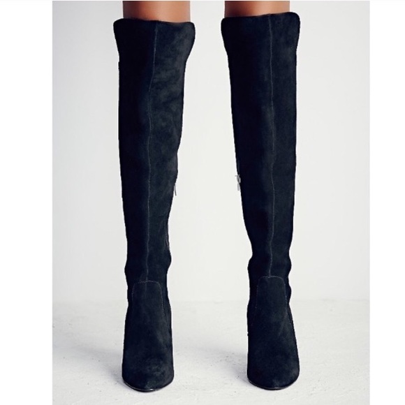 FREE PEOPLE Salina Over the Knee Wedge BOOTS Black - Picture 4 of 8