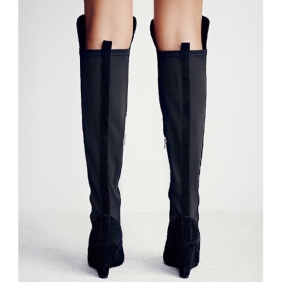 FREE PEOPLE Salina Over the Knee Wedge BOOTS Black - Picture 5 of 8