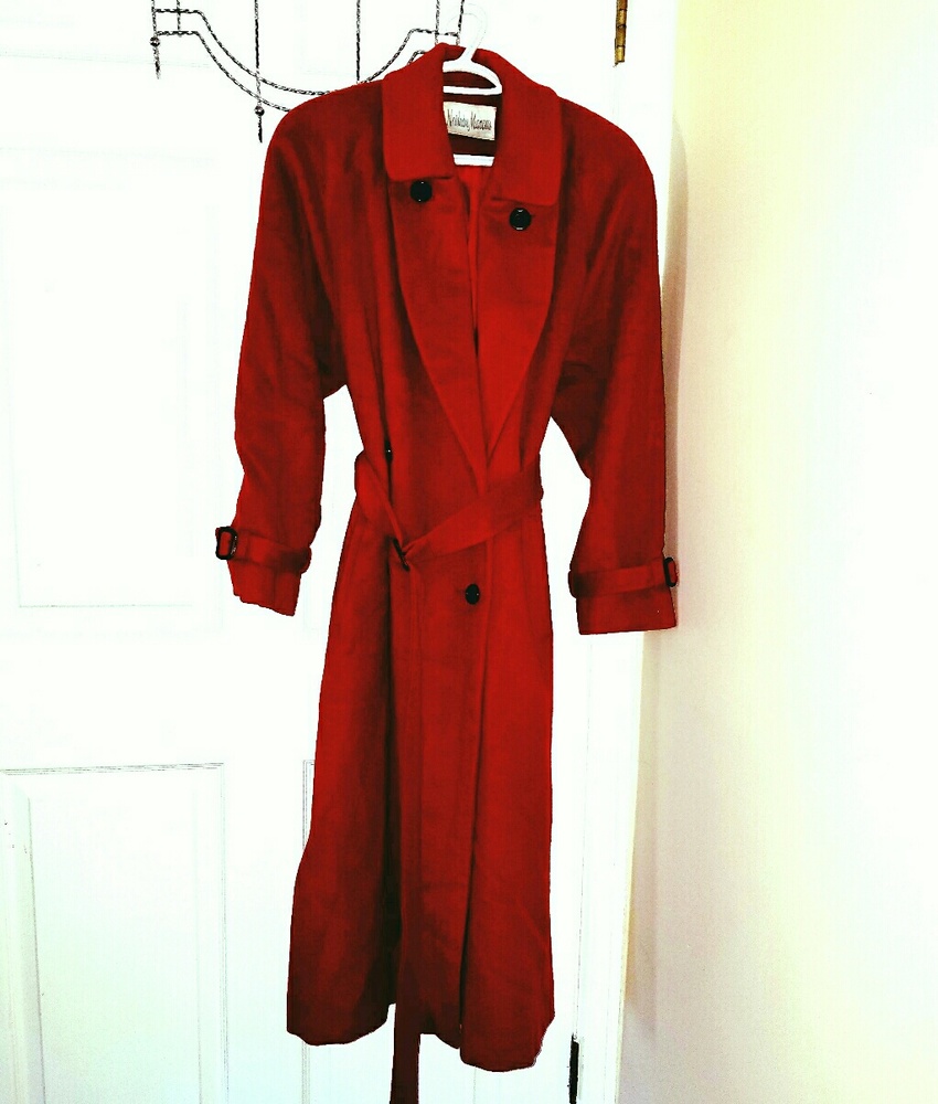 Neiman Marcus Wool Red Trench - Picture 1 of 6