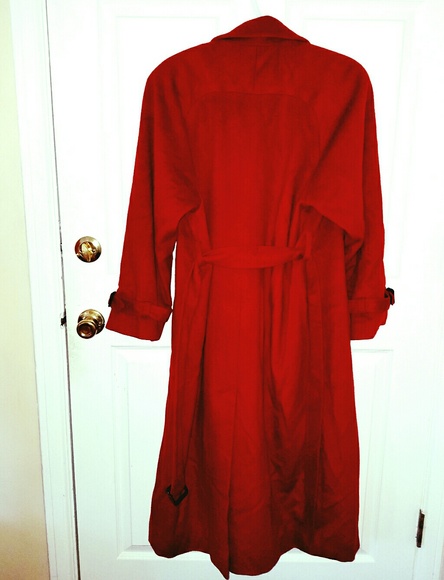 Neiman Marcus Wool Red Trench - Picture 2 of 6