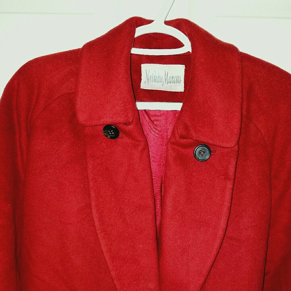 Neiman Marcus Wool Red Trench - Picture 3 of 6