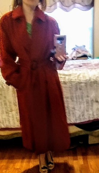 Neiman Marcus Wool Red Trench - Picture 4 of 6