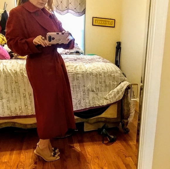 Neiman Marcus Wool Red Trench - Picture 5 of 6