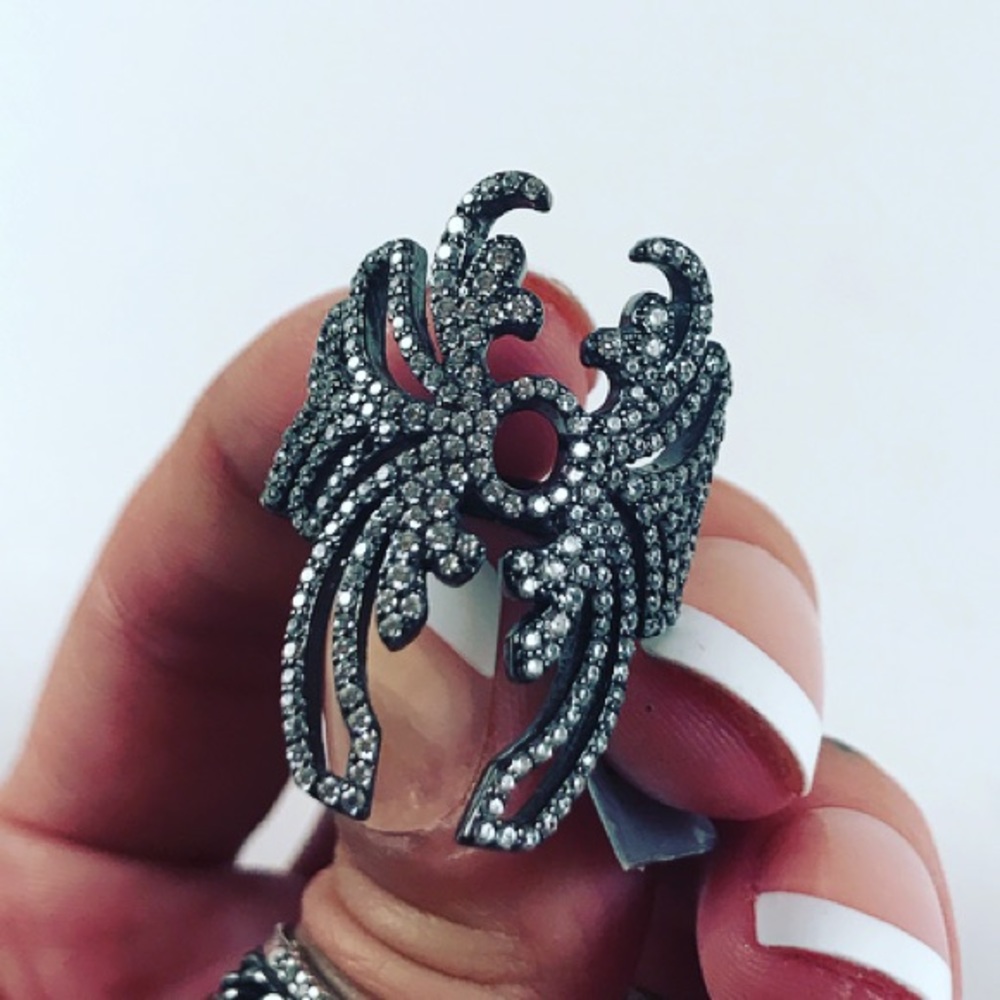 925 Sterling silver rhodium plated cz ring size 7 - Picture 1 of 8