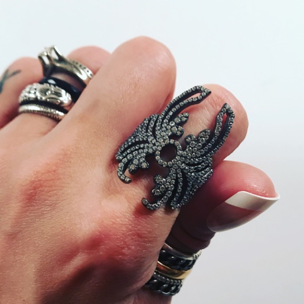 925 Sterling silver rhodium plated cz ring size 7 - Picture 3 of 8