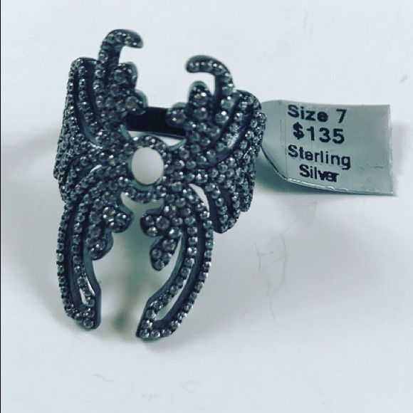 925 Sterling silver rhodium plated cz ring size 7 - Picture 5 of 8