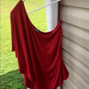 Express One Shoulder asymmetrical batwing sleeve
