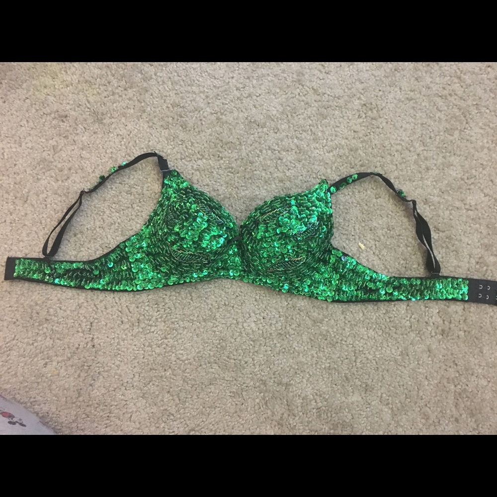 Green Sequin Costume Bra