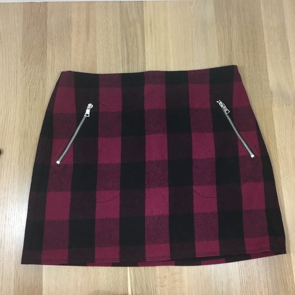 GAP Dresses & Skirts - Gap Maroon & Black Wool Mini Skirt Mod Grunge
