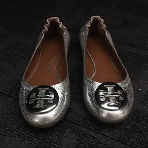 Tory Burch Silver Reva Ballet Flats