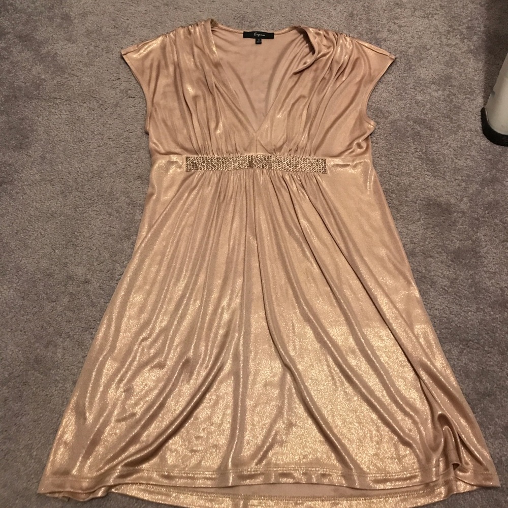 Express shirt dress w/ beaded waste embellishment