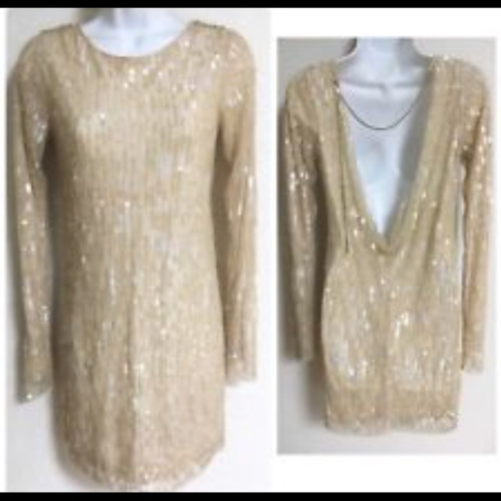 Patricia Pepe chiffon sequin cowl bare back dress