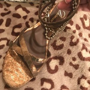 Delman Bronze Sadie Leather Sandals