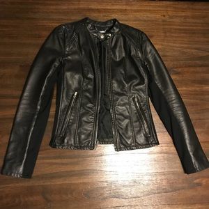 Black Express faux leather jacket.
