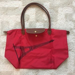 NWT Longchamp medium Le Pliage Bag PARIS EDITION