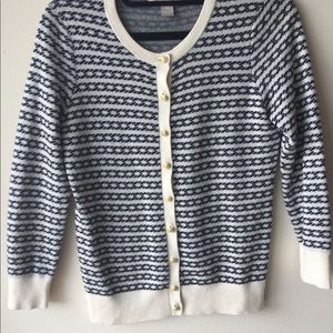 Banana Republic Blue and White Nautical Cardigan