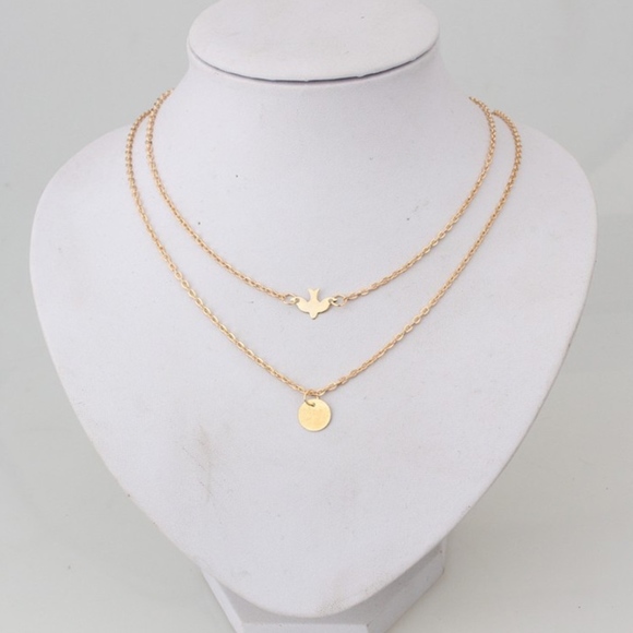 Gold Dove & Circle Layered Necklace - Picture 3 of 5
