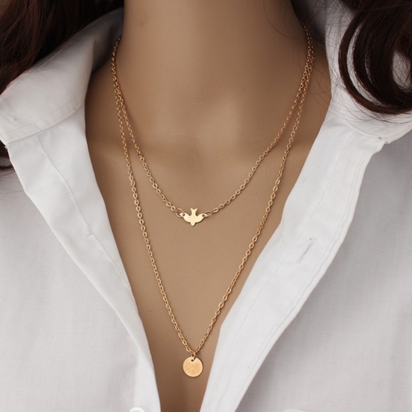 Jewelry - Gold Dove & Circle Layered Necklace