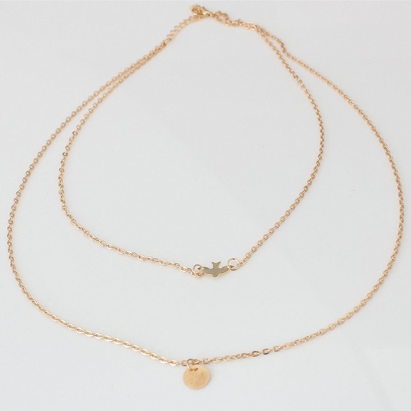 Gold Dove & Circle Layered Necklace - Picture 4 of 5