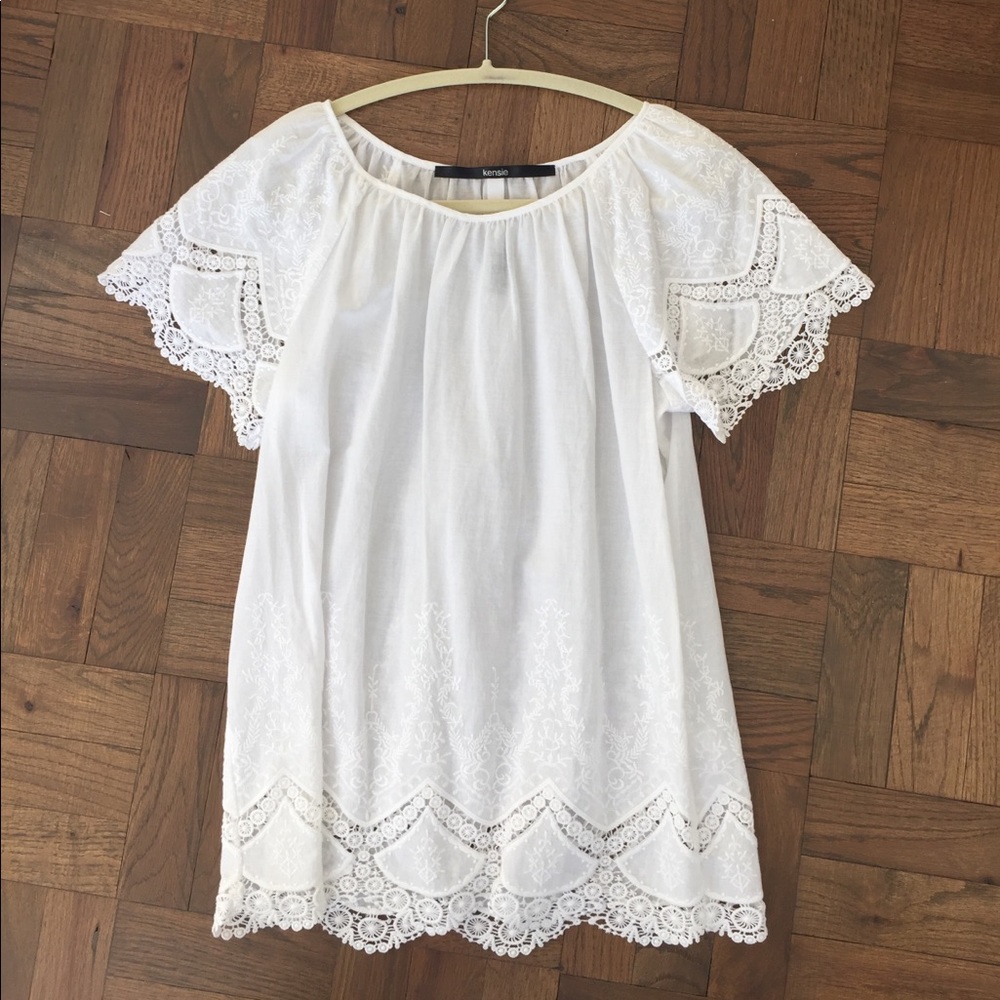 White blouse with lace details