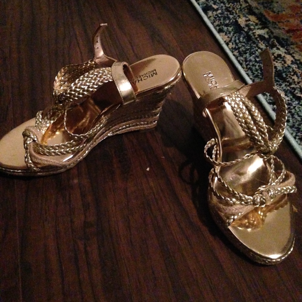 Michael Kors Women's Gold and Rope Wedges