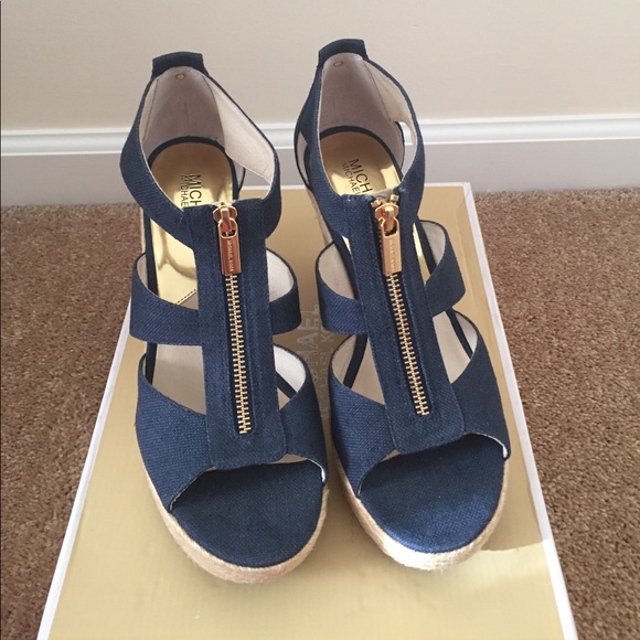 Michael Kors Shoes - Michael Kors Navy Canvas Wedges *New/Never Worn*