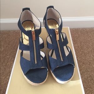 Michael Kors Navy Canvas Wedges *New/Never Worn*