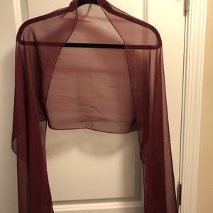 Sheer burgundy shawl /scarf.