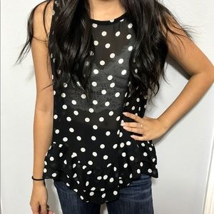 Black and white polka dotted top