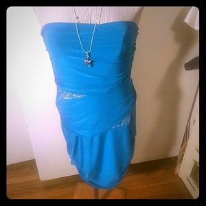 Blue strapless dress size large