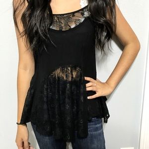 Black tank top with lace details