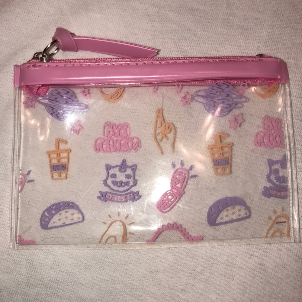 pink and clear coin pouch