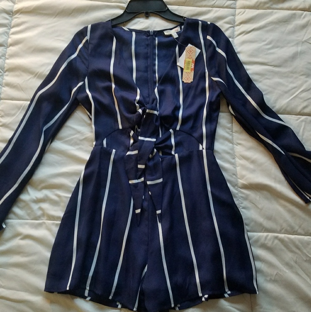 Navy Striped Romper