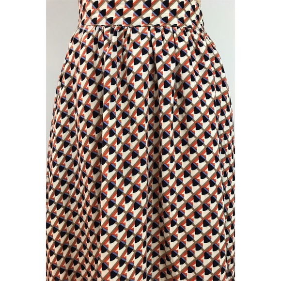 ❌SOLD❌ Comme Toi Geo Orange Tan Blue Skirt - Picture 2 of 3