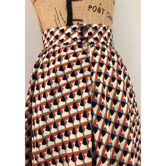 ❌SOLD❌ Comme Toi Geo Orange Tan Blue Skirt - Picture 3 of 3