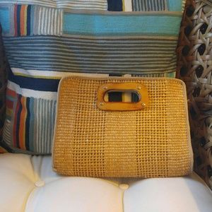 Rattan and wooden clutch