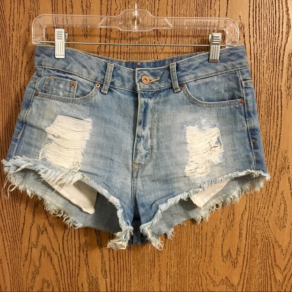 High waisted jean shorts