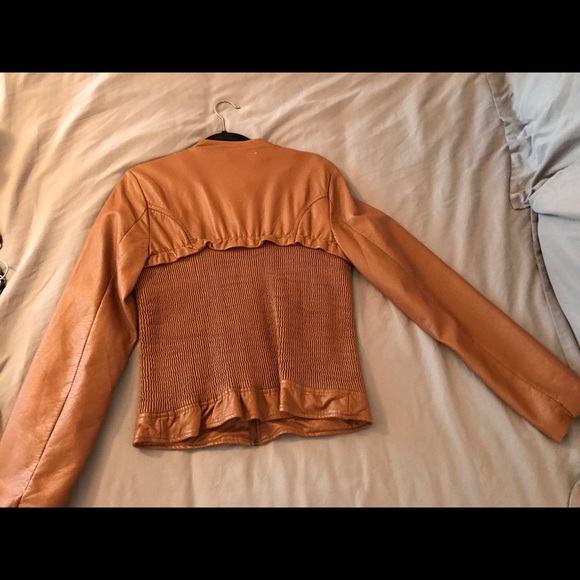 Tan faux leather jacket - Picture 3 of 3