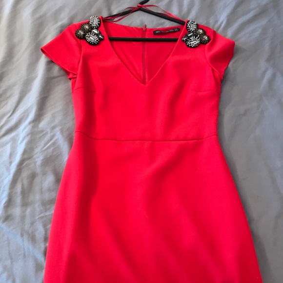 Zara Dresses & Skirts - Red Zara bodycon dress with embellishments