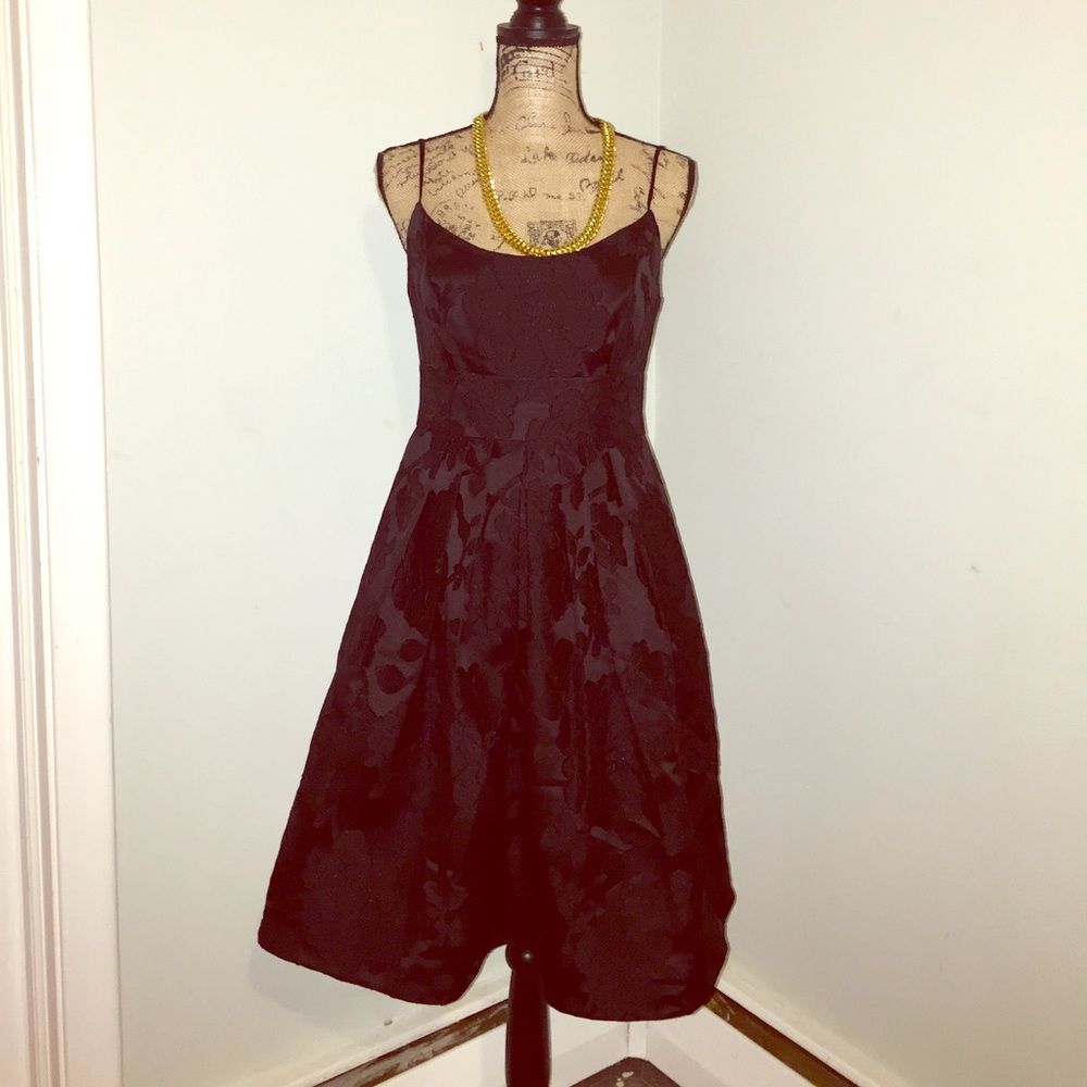 Black DAVID’S BRIDAL flowered print dress