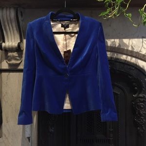 TED BAKER 'Buffey' Blue Velvet Blazer - Size 2