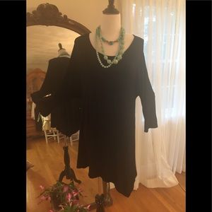 Asymmetrical black jersey top